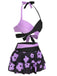 1970s Color Block Floral Halter | 1970s | vintage swimsuit, retro beachwear