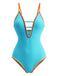 1970s Color Block Strap Cut-Out Swimsuit - vintage swimsuit, pin-up style