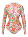 She's wearing 1970s Colorful Floral Print One-Piece Swimsuit and the whole beach remembers the 1970s