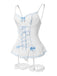 1970s Contrasted Lace Mesh Bow Lace-Up Lingerie Set - vintage fashion, retro style