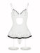 1970s Contrasted Lace Mesh Bow Lace-Up Lingerie Set - vintage fashion, retro style