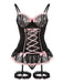 1970s Contrasted Lace Mesh Bow Lace-Up Lingerie Set - vintage fashion, retro style