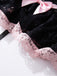 1970s Contrasted Lace Mesh Bow Lace-Up Lingerie Set - vintage fashion, retro style