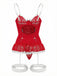 1970s Contrasted Lace Mesh Bow Lace-Up Lingerie Set - vintage fashion, retro style