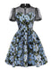 1970s Daisy Polka Dot Mesh Dress - vintage dress, retro fashion