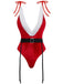1970s Deep V Velvet Christmas Plush Bodysuit With Hat - vintage fashion, retro style