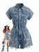 Black 1950s Denim Jumpsuit 4
