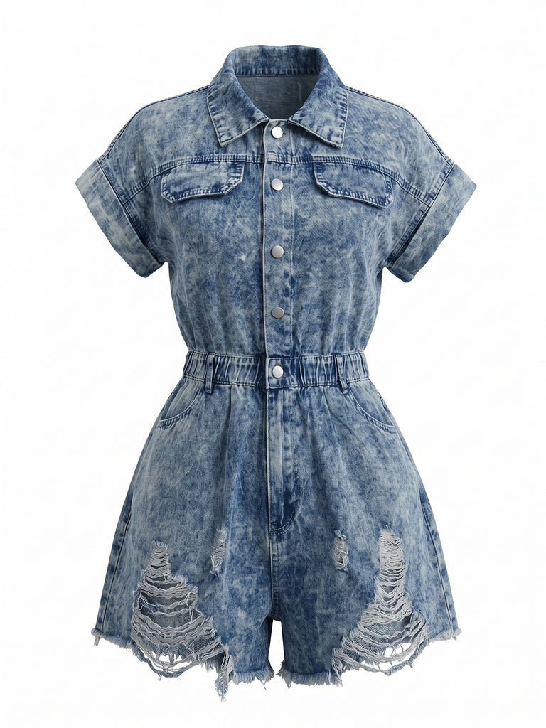 Black 1950s Denim Jumpsuit 5