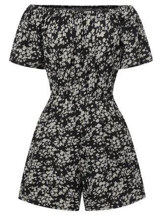 1970s Ditsy Floral Off-Shoulder Romper, vintage romper, retro jumpsuit - perfect for women who love vintage and retro fashion