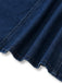 Deep Blue 1970s Denim Lapel Sleeveless Button Dress - vintage dress, retro fashion