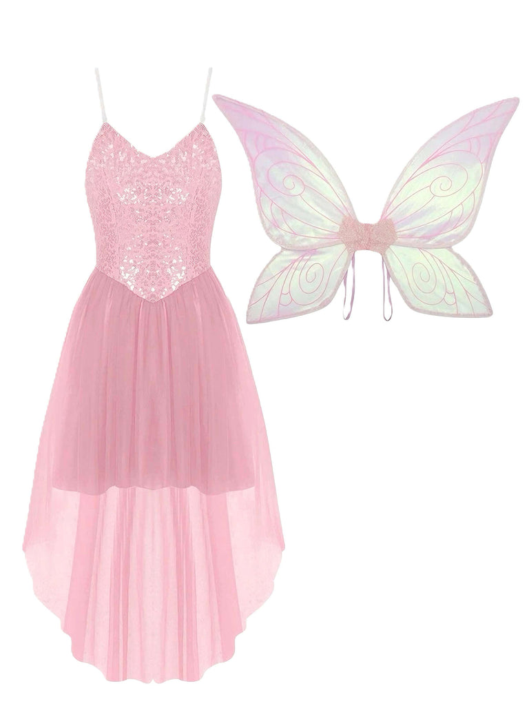 1970s Halloween Fairy Wings Sequin Tulle Costume Dress - vintage dress, retro fashion