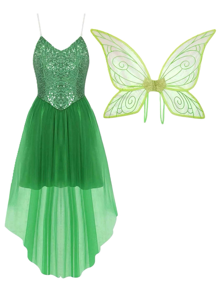 1970s Halloween Fairy Wings Sequin Tulle Costume Dress - vintage dress, retro fashion