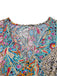 Multicolor 1970s Bohemian Paisley Floral Bell Sleeve Dress - vintage dress, retro fashion