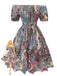 Multicolor 1970s Boho Paisley Print Smocked Puff Dress - vintage dress, retro fashion