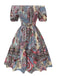 Multicolor 1970s Boho Paisley Print Smocked Puff Dress - vintage dress, retro fashion