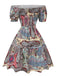 Multicolor 1970s Boho Paisley Print Smocked Puff Dress - vintage dress, retro fashion
