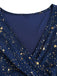 Navy Blue 1970s Star Print Ruffle Flounce Sleeve Dress - vintage dress, retro fashion