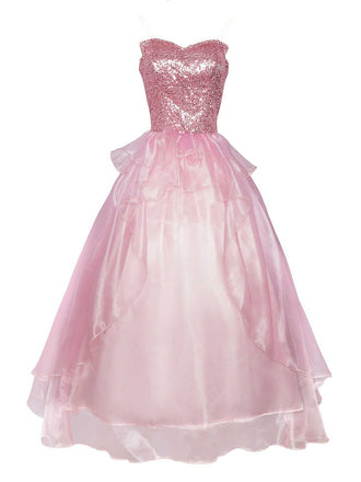 Pink 1970s Wicked Sequin Princess Layered Tulle Dress - vintage dress, retro fashion, elegant red