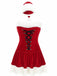 Red 1970s Christmas Plush Lace-Up Strapless Santa Dress - vintage dress, retro fashion, elegant red