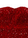 Red 1970s Velvet Sequin Faux Fur Trim Strapless Dress - vintage dress, retro fashion, elegant red