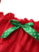 1970s Square Neck Christmas Bow Dress With Petticoat - vintage dress, retro fashion