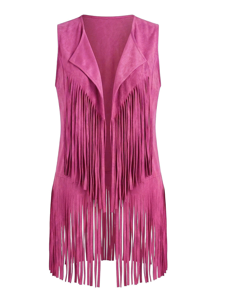 1970s Faux Suede Tassel Disco Vest Set: beautiful vintage outerwear, retro jacket, classic elegance with timeless appeal