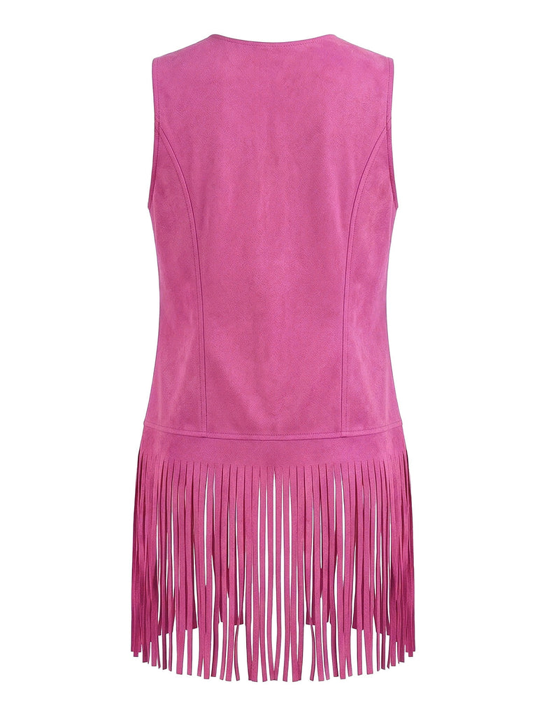 1970s Faux Suede Tassel Disco Vest Set | vintage outerwear, retro jacket, classic elegance - perfect for retro fashion enthusiasts