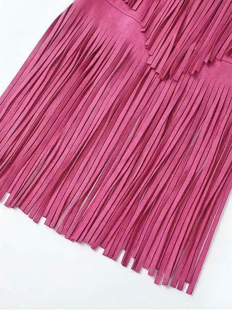 1970s Faux Suede Tassel Disco Vest Set: beautiful vintage outerwear, retro jacket, classic elegance with timeless appeal