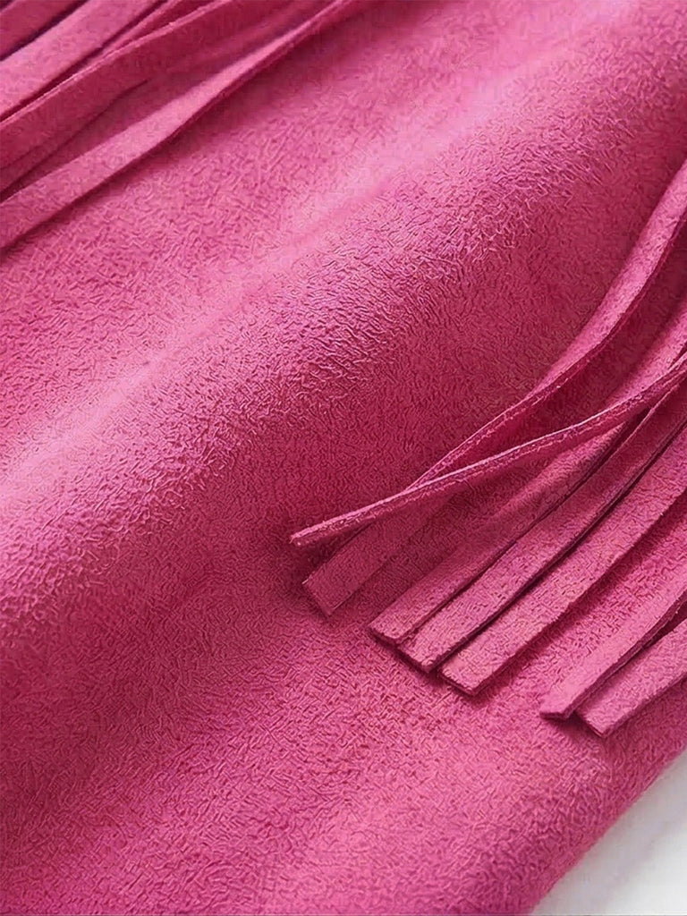 1970s Faux Suede Tassel Disco Vest Set | vintage outerwear, retro jacket, classic elegance - perfect for retro fashion enthusiasts