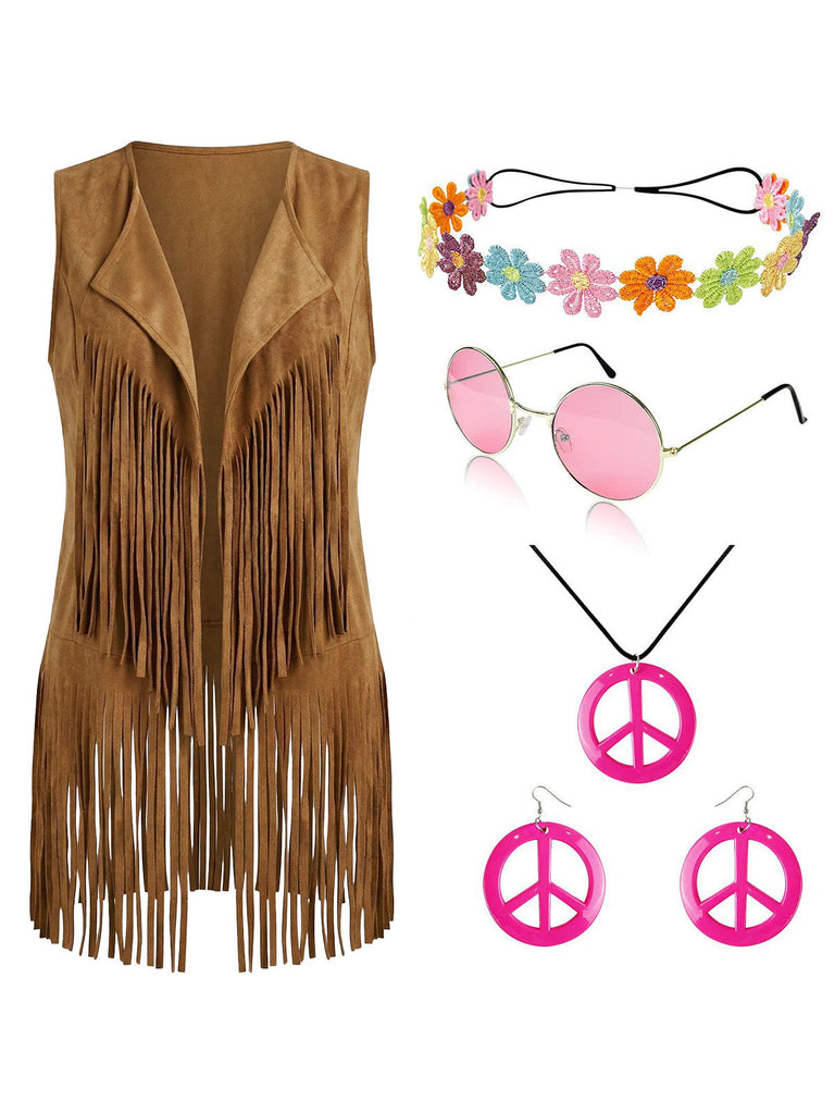 1970s Faux Suede Tassel Disco Vest Set: beautiful vintage outerwear, retro jacket, classic elegance with timeless appeal