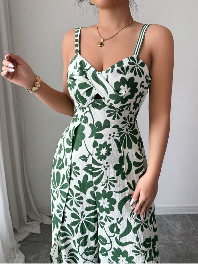 1970s Floral Boho Style Suspender Jumpsuit - vintage jumpsuit, retro fashion