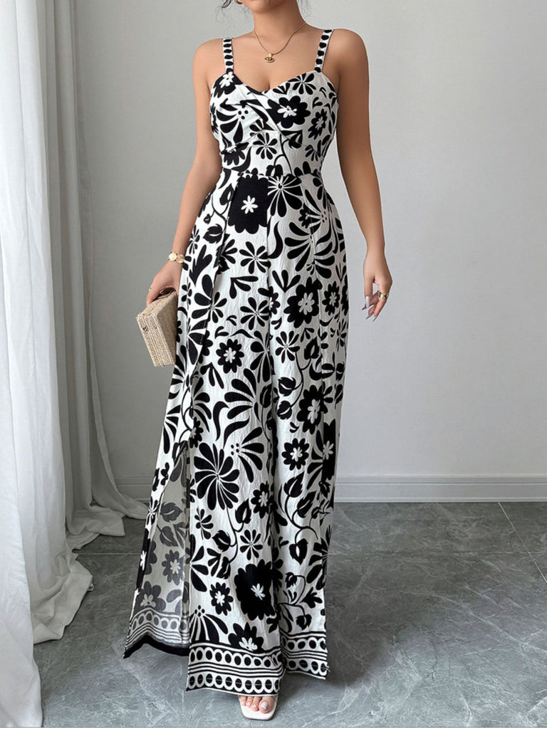 1970s Floral Boho Style Suspender Jumpsuit - vintage jumpsuit, retro fashion
