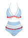 1970s Fur Ball Pendant Tassel Striped Swimsuit, vintage swimsuit, pin-up swimwear - perfect for women who love vintage and retro fashion