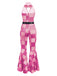 She finds her 1970s story in this 1970s Geometric Pattern Patchwork Halter Jumpsuit