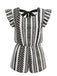 Red 1940s Print Striped Ruffle Romper 7