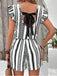 Red 1940s Print Striped Ruffle Romper 3