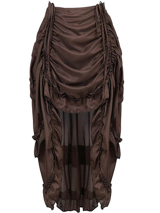 She sways in this 1970s Gothic Steampunk Wrinkle High Low Hem Skirt and it's pure 1970s magic