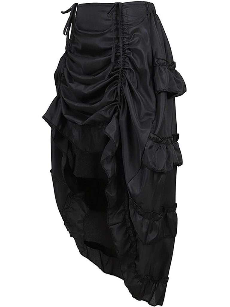 1970s Gothic Steampunk Wrinkle High Low Hem Skirt — because 1970s glamour deserves an encore