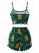 Green 1970s Gingerbread Cookie Candy Satin Pajama Set - vintage fashion, retro style