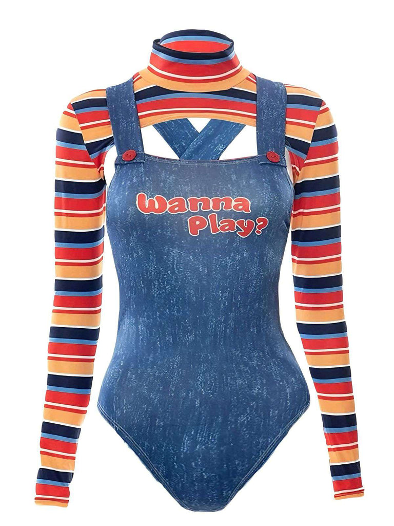 1970s Halloween Striped Costume Bodysuit - vintage fashion, retro style