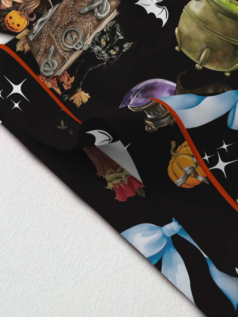 1970s Halloween Witch Print Satin Pajama Set - vintage fashion, retro style