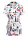 1970s Halloween Witch Print Satin Pajama Set - vintage fashion, retro style