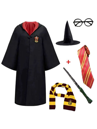1970s Halloween Wizard School Hooded Robe Costume Set - vintage fashion, retro style