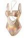 1970s Halter Cut-Out Metallic One-Piece Swimsuit: 1970s Riviera elegance, reimagined for her