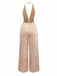 1970s Halter Deep V-Neck Sequin Fringe Jumpsuit - vintage jumpsuit, retro fashion