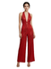 1970s Halter Deep V-Neck Sequin Fringe Jumpsuit - vintage jumpsuit, retro fashion