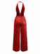 1970s Halter Deep V-Neck Sequin Fringe Jumpsuit - vintage jumpsuit, retro fashion