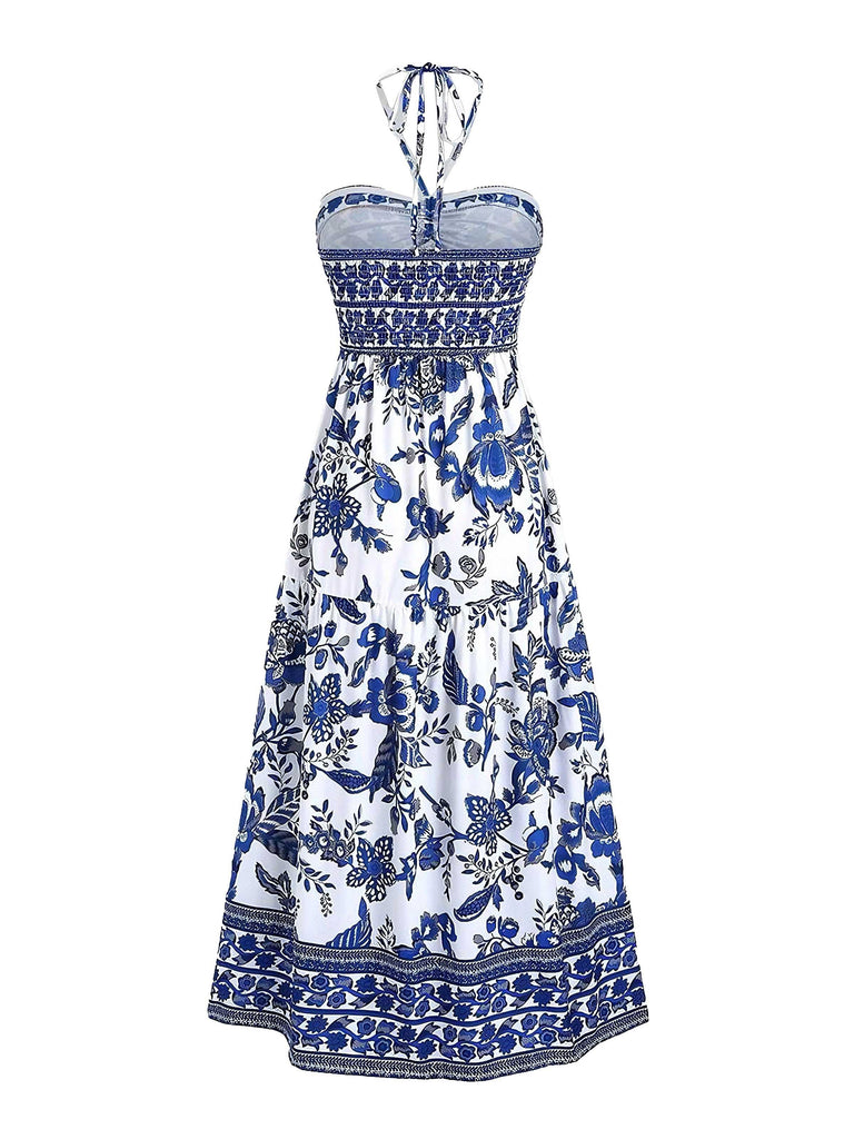 1970s Halter Ethnic Print Boho Dress - vintage dress, retro fashion