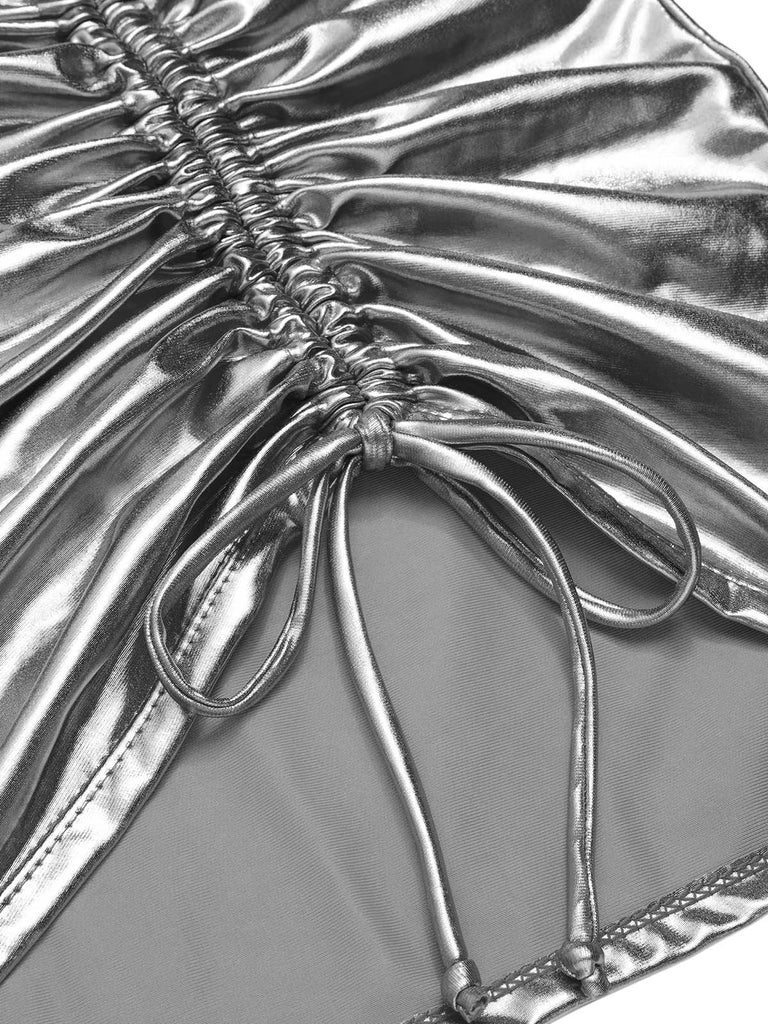 1970s Halter Metallic Bikini & Ruched Cover-Up — because 1970s glamour never goes out of style