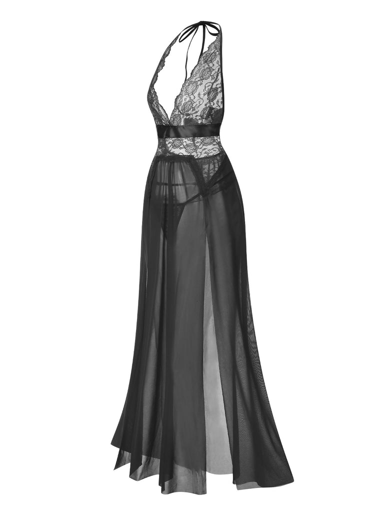1970s Halter Sheer Lace Slit | 1970s | vintage dress, retro fashion